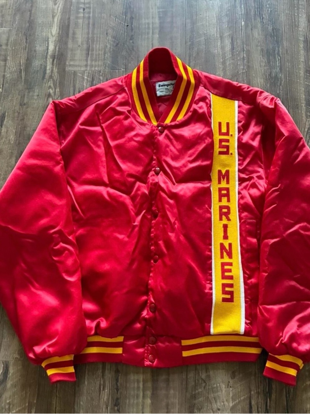 U.S. Marines Red & Yellow Satin Bomber Jacket